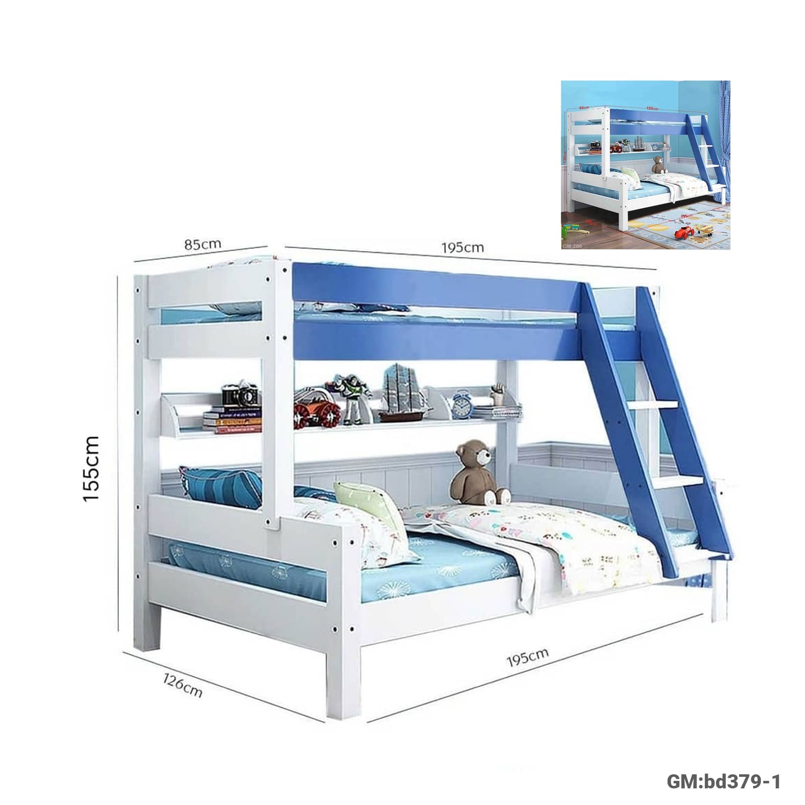 Children Wooden Double Bunk Bed "bd367-3" - Image 2