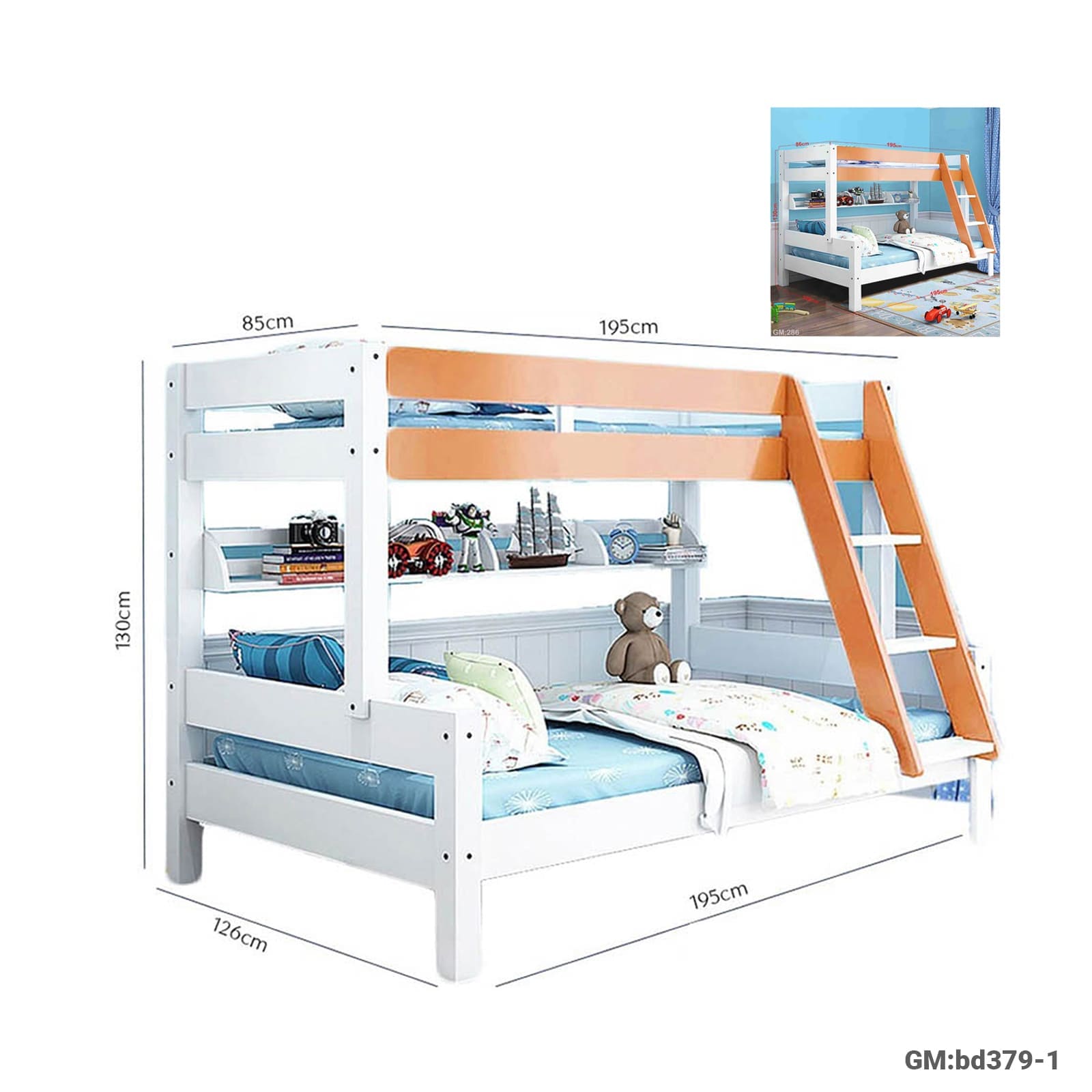 Children Wooden Double Bunk Bed "bd367-3" - Image 3